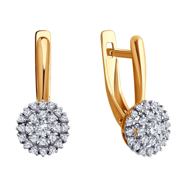 Серьги из красного золота с фианитами