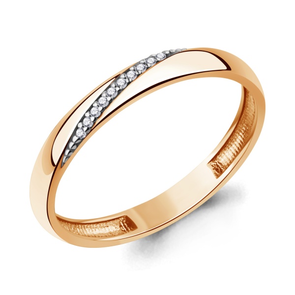 Кольцо из красного золота с фианитами