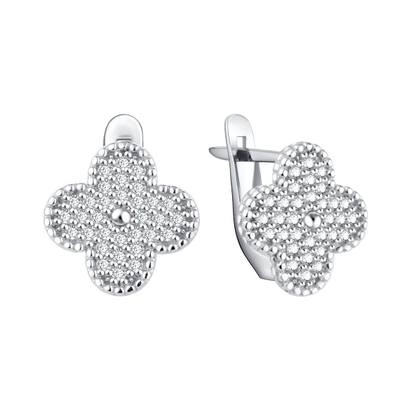 Серьги из серебра с фианитами