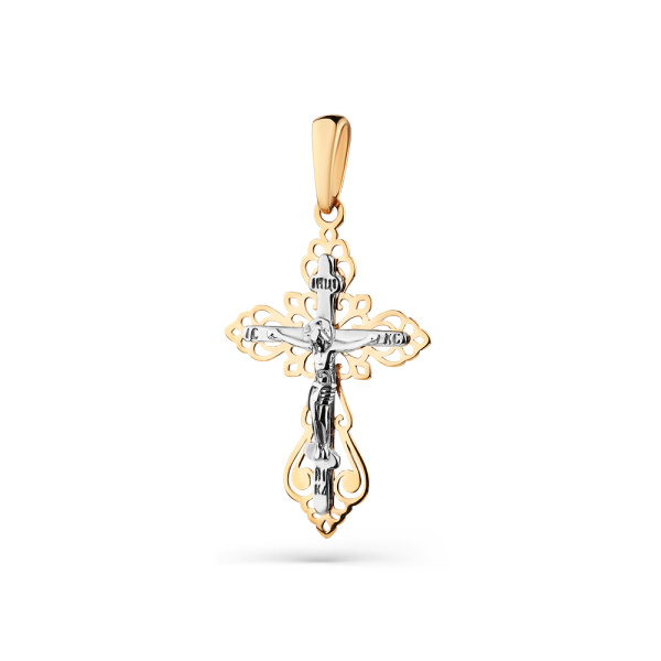 Крестик православный из комбинированного золота