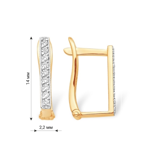 Серьги из красного золота с фианитами