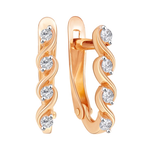 Серьги из красного золота с фианитами