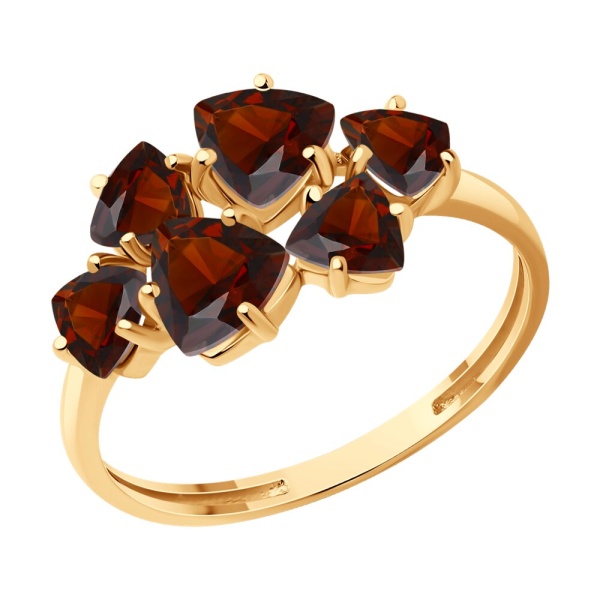 Кольцо из красного золота с гранатами