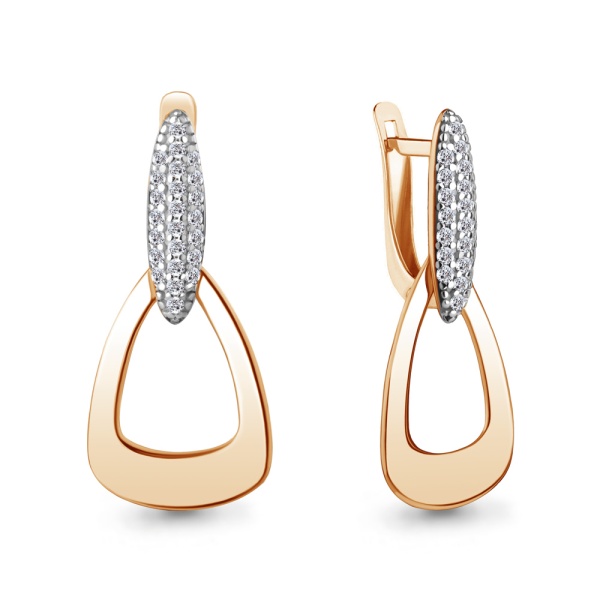 Серьги из красного золота с фианитами