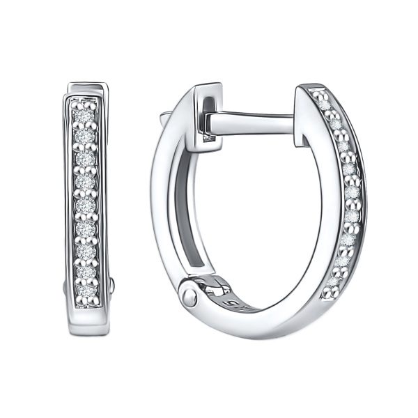 Серьги конго из серебра с фианитами