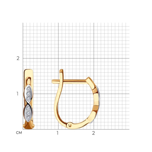 Серьги из красного золота с фианитами