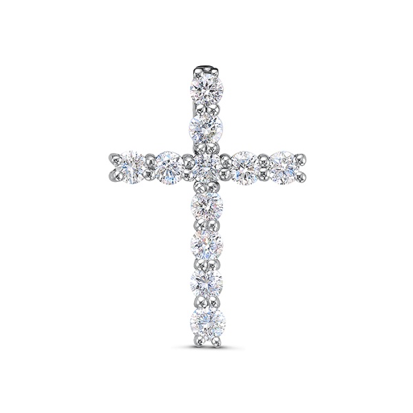 Декоративный крестик из белого золота с бриллиантами