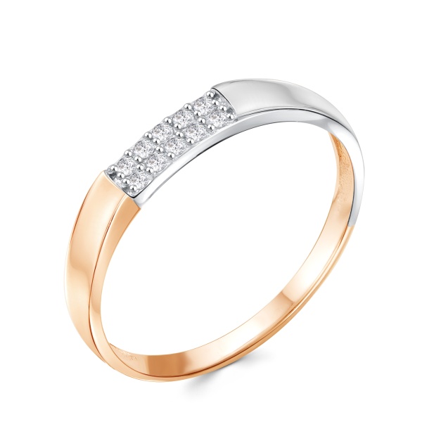 Кольцо из комбинированного золота с фианитами