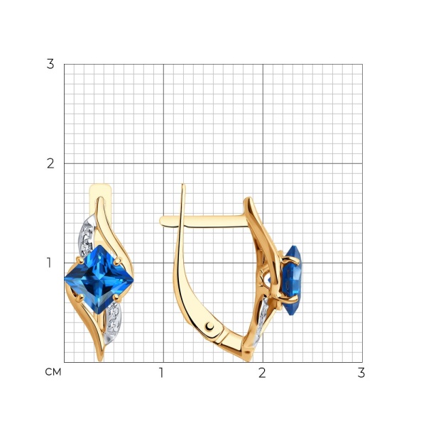 Серьги из красного золота с топазами и фианитами