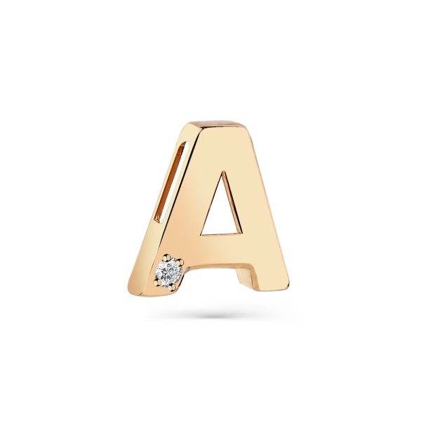 Подвеска из красного золота с фианитом «Буква А»