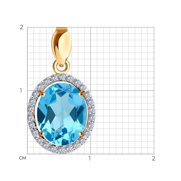 Подвеска из красного золота с топазом и фианитами