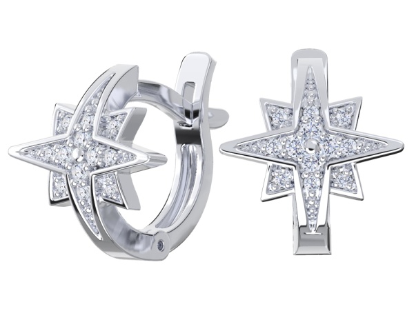 Серьги из серебра с фианитами