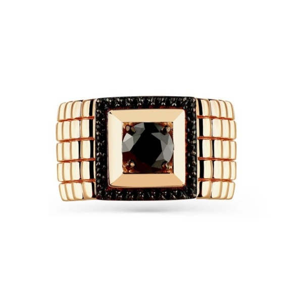 Печатка из красного золота с фианитами