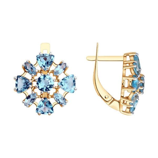 Серьги из красного золота с топазами