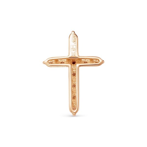 Декоративный крестик из красного золота с бриллиантами