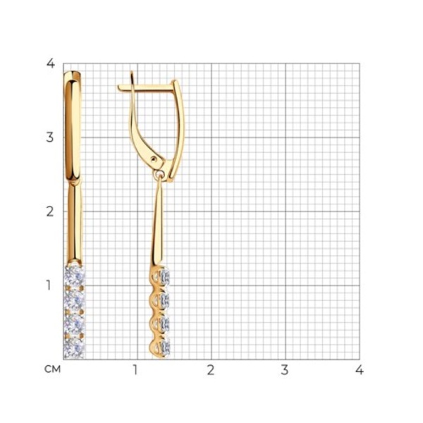 Серьги из красного золота с фианитами