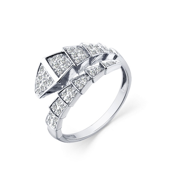 Кольцо из белого золота с фианитами