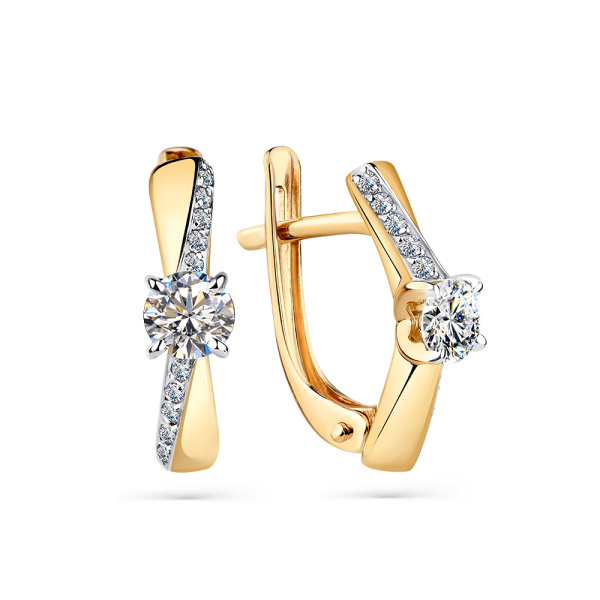 Серьги из красного золота с фианитами