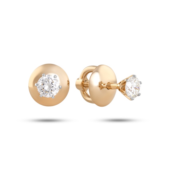 Серьги-пусеты из красного золота с бриллиантами