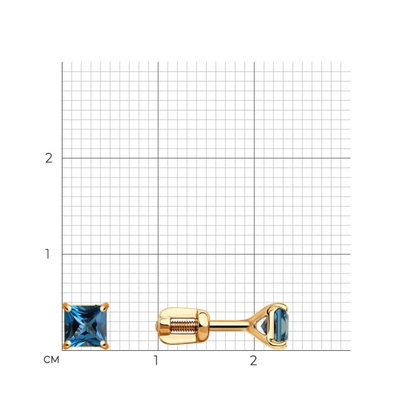Серьги пусеты из красного золота с топазами