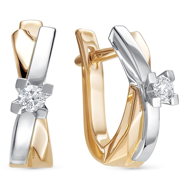 Серьги из комбинированного золота с бриллиантами