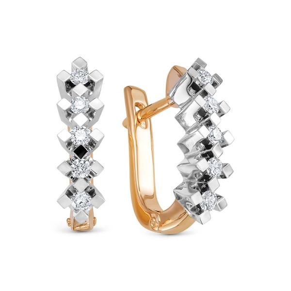 Серьги из комбинированного золота с бриллиантами