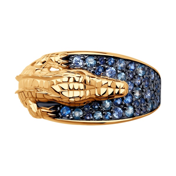 Кольцо из красного золота с миксом камней