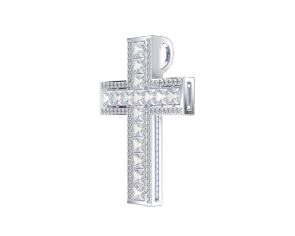 Декоративный крестик из серебра с фианитами