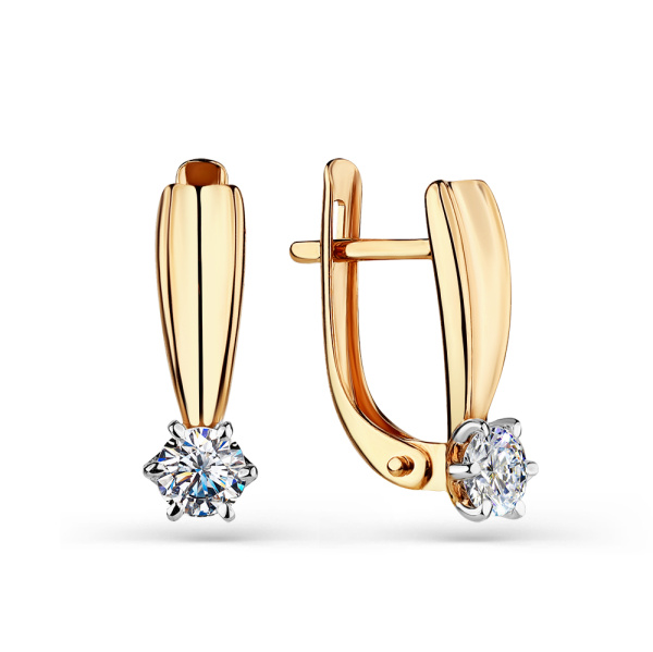 Серьги из красного золота с фианитами