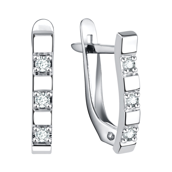 Серьги из серебра с фианитами