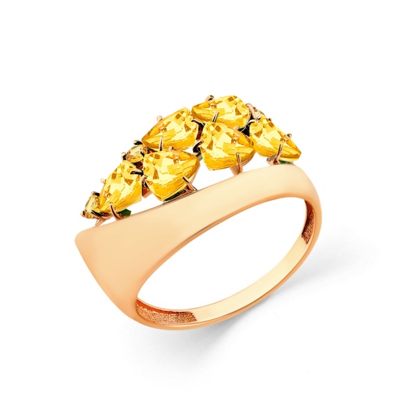 Кольцо из красного золота с цитринами