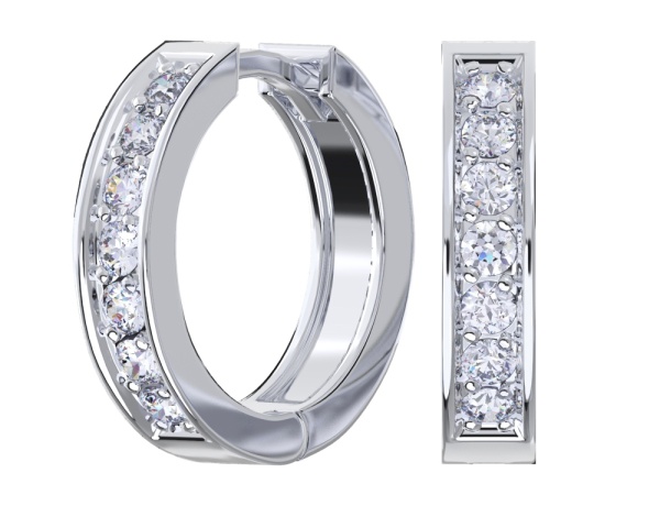 Серьги конго из серебра с фианитами