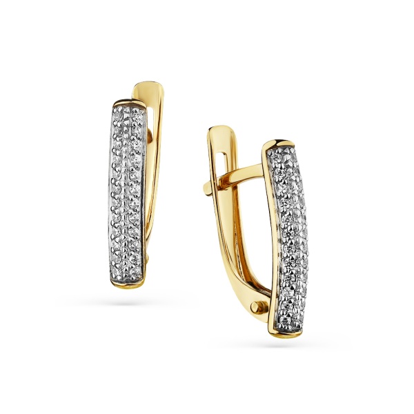 Серьги из желтого золота с фианитами