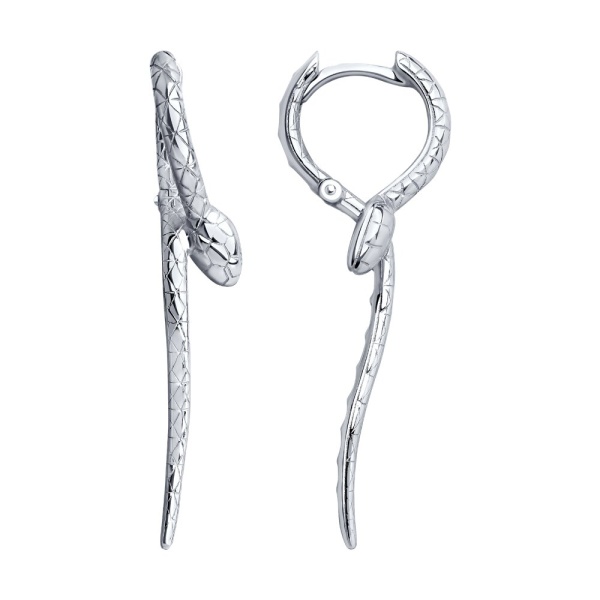 Серьги из серебра в форме змеи
