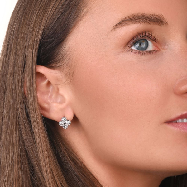 Серьги из серебра с фианитами