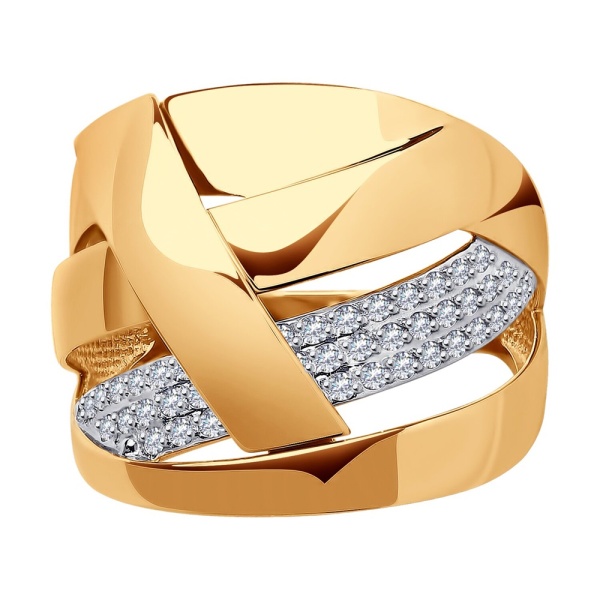 Кольцо из красного золота с фианитами