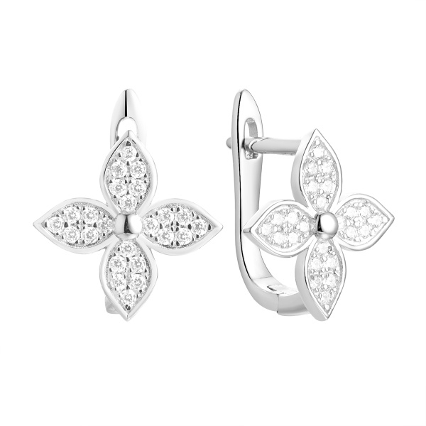 Серьги из серебра с фианитами