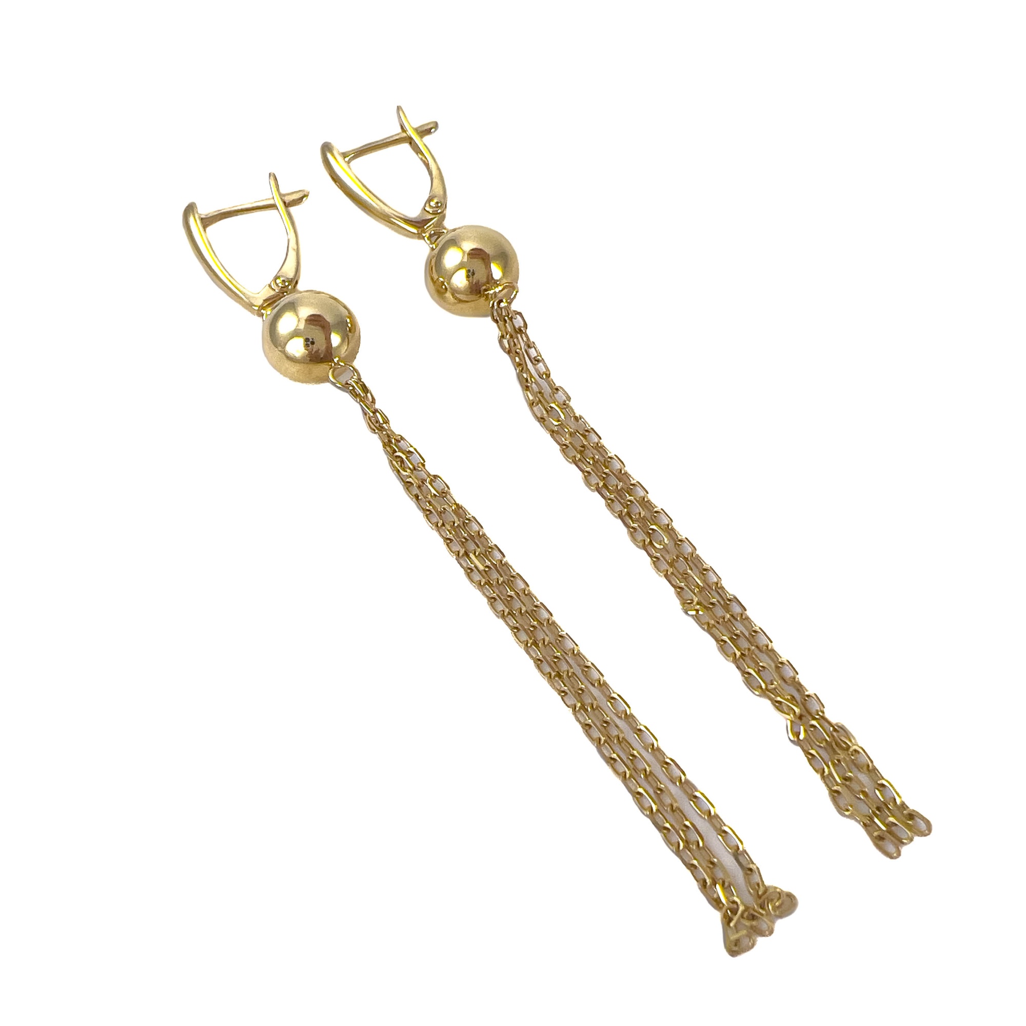 Серьги-цепочки из красного золота