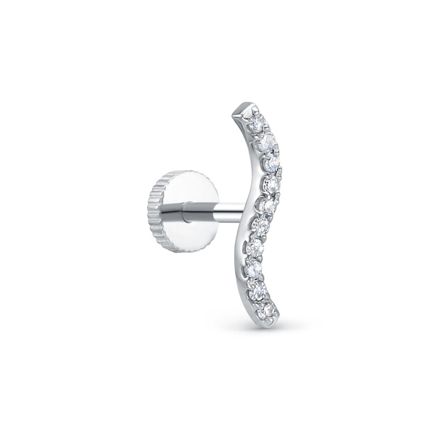 Одиночная серьга из белого золота с бриллиантами
