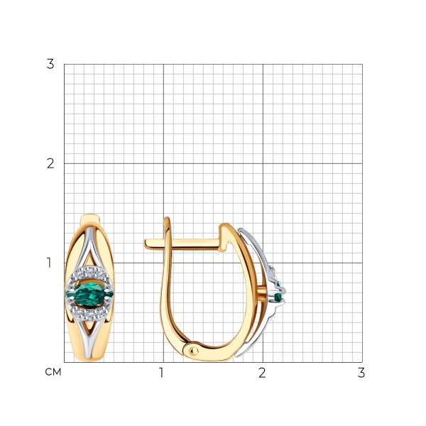 Серьги из красного золота с изумрудами и бриллиантами