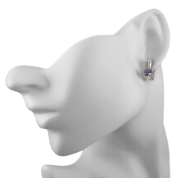 Серьги из серебра с мистик топазом