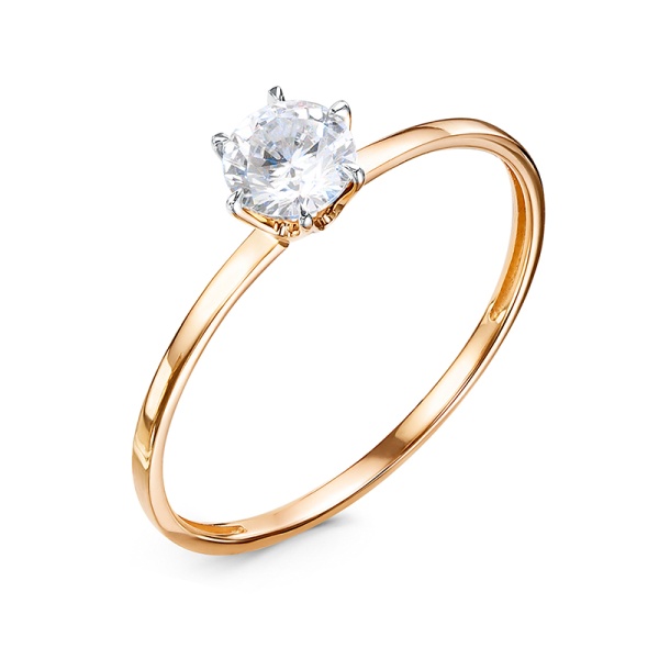 Кольцо из красного золота с фианитом