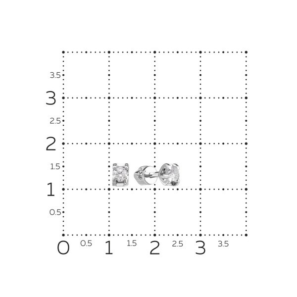 Серьги пусеты из белого золота с бриллиантами