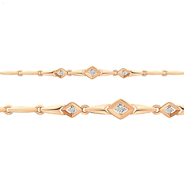 Браслет из красного золота с фианитами