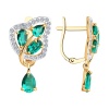 Серьги из красного золота с гидротермальными изумрудами и фианитами