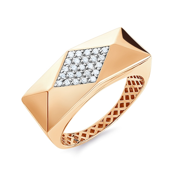 Кольцо из красного золота с фианитами