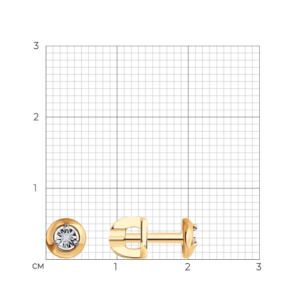 Серьги пусеты из золота с бриллиантами