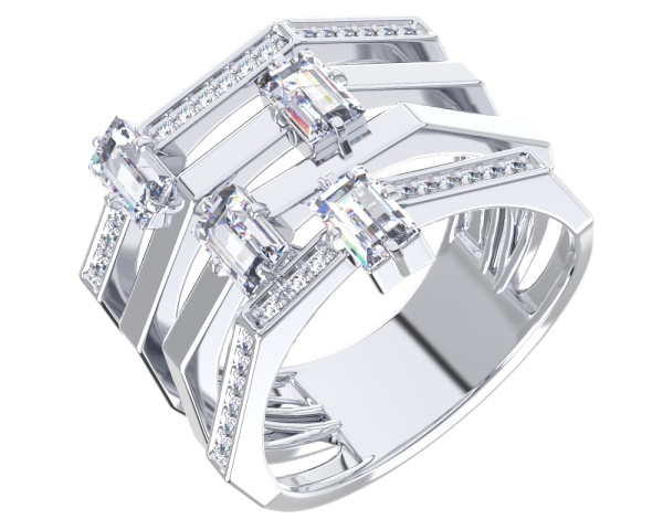 Кольцо из серебра с фианитами