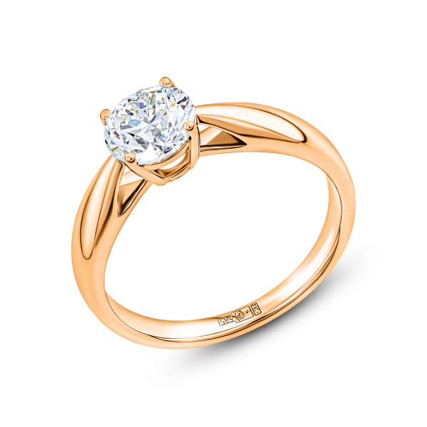 Кольцо из красного золота с бриллиантом