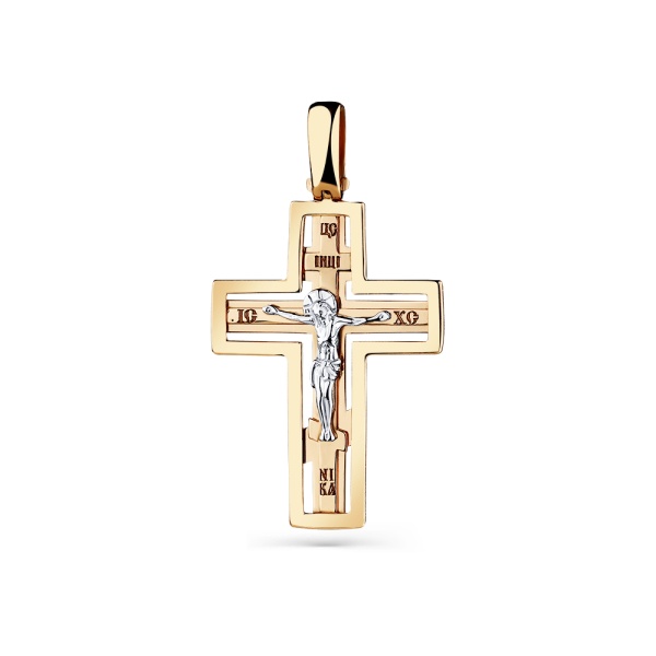 Крестик христианский из красного золота 585 пробы